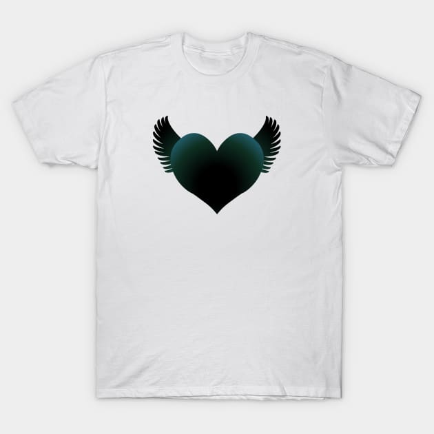 Black Heart T-Shirt by RawSunArt